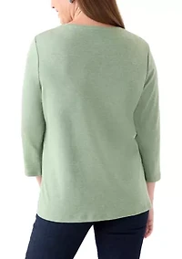 Petite 3/4 Heather Graphic T-Shirt