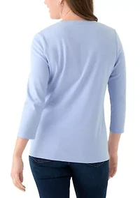 Petite 3/4 Heather Graphic T-Shirt