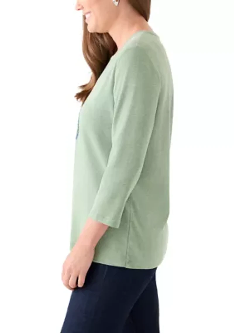 Petite 3/4 Heather Graphic T-Shirt