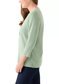 Petite 3/4 Heather Graphic T-Shirt