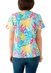 Petite Printed Crew Neck Top