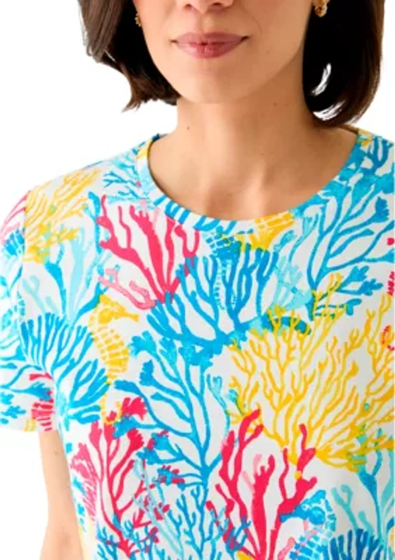 Petite Printed Crew Neck Top
