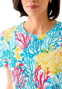 Petite Printed Crew Neck Top