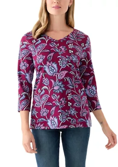 Petite Printed V-Neck Top