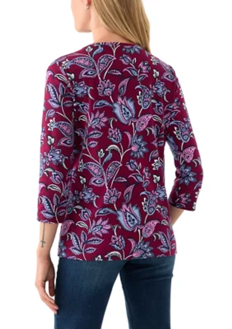 Petite Printed V-Neck Top