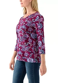 Petite Printed V-Neck Top
