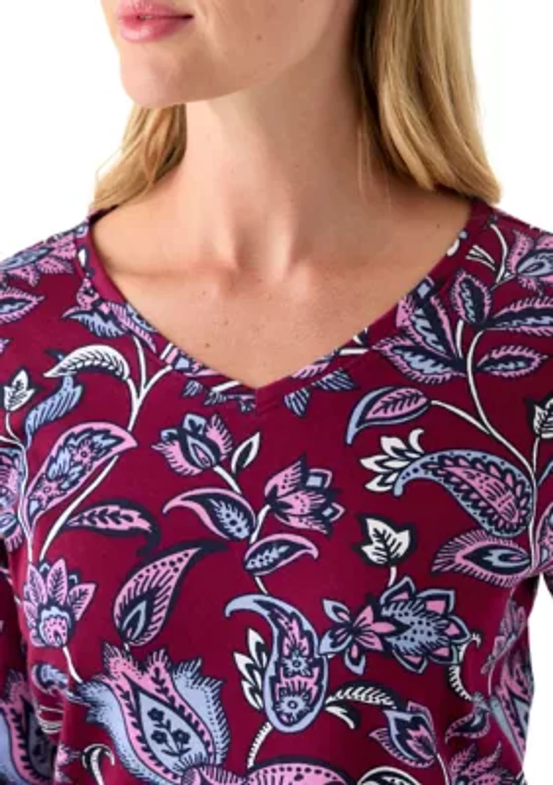 Petite Printed V-Neck Top