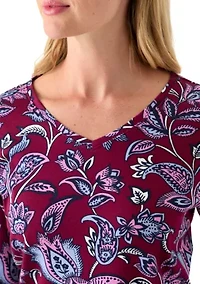 Petite Printed V-Neck Top