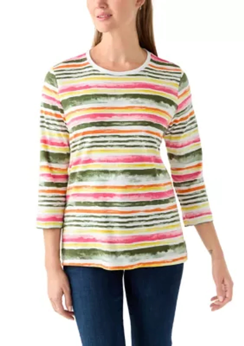 Petite Crewneck Print Top