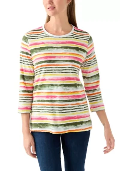 Petite Crewneck Print Top