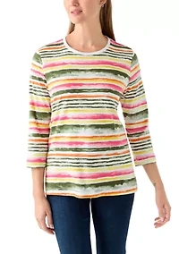 Petite Crewneck Print Top