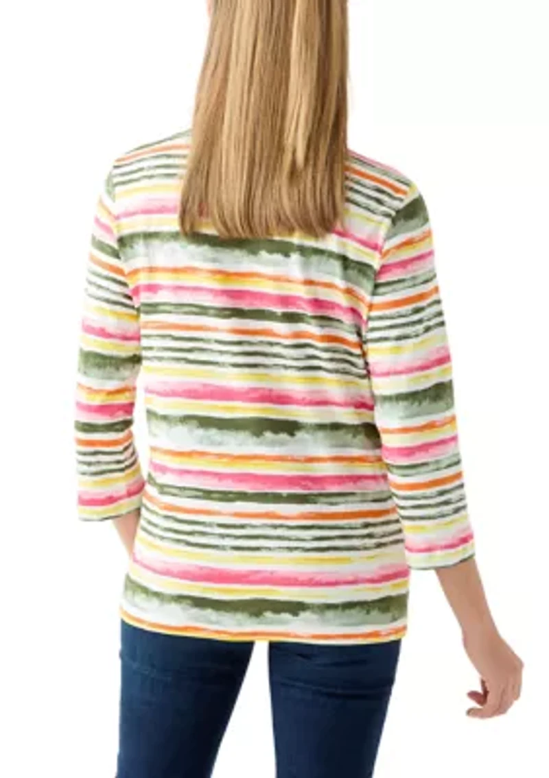 Petite Crewneck Print Top