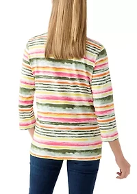 Petite Crewneck Print Top