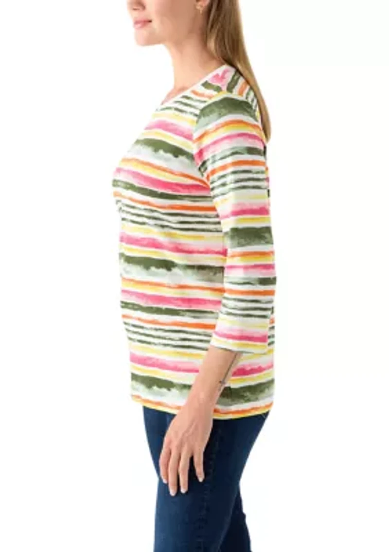 Petite Crewneck Print Top