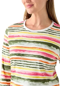 Petite Crewneck Print Top