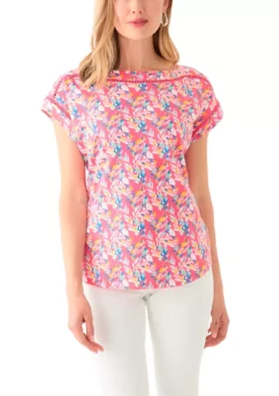Petite Inset Trim Printed T-Shirt
