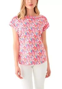 Petite Inset Trim Printed T-Shirt