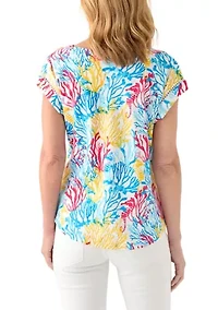 Petite Inset Trim Printed T-Shirt