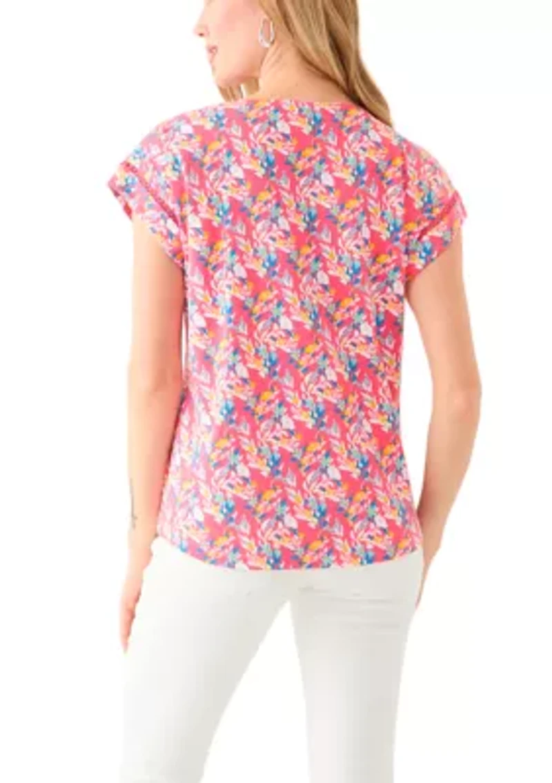 Petite Inset Trim Printed T-Shirt