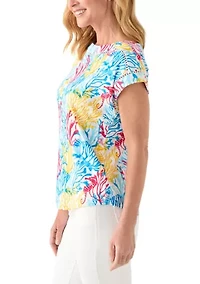 Petite Inset Trim Printed T-Shirt