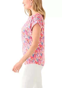 Petite Inset Trim Printed T-Shirt