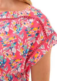 Petite Inset Trim Printed T-Shirt