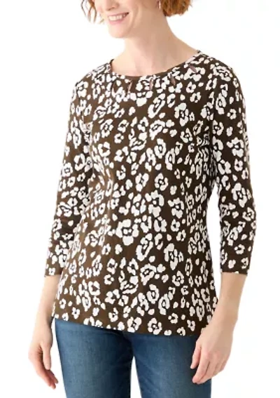 Petite 3/4 Sleeve Printed T-Shirt