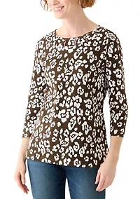 Petite 3/4 Sleeve Printed T-Shirt