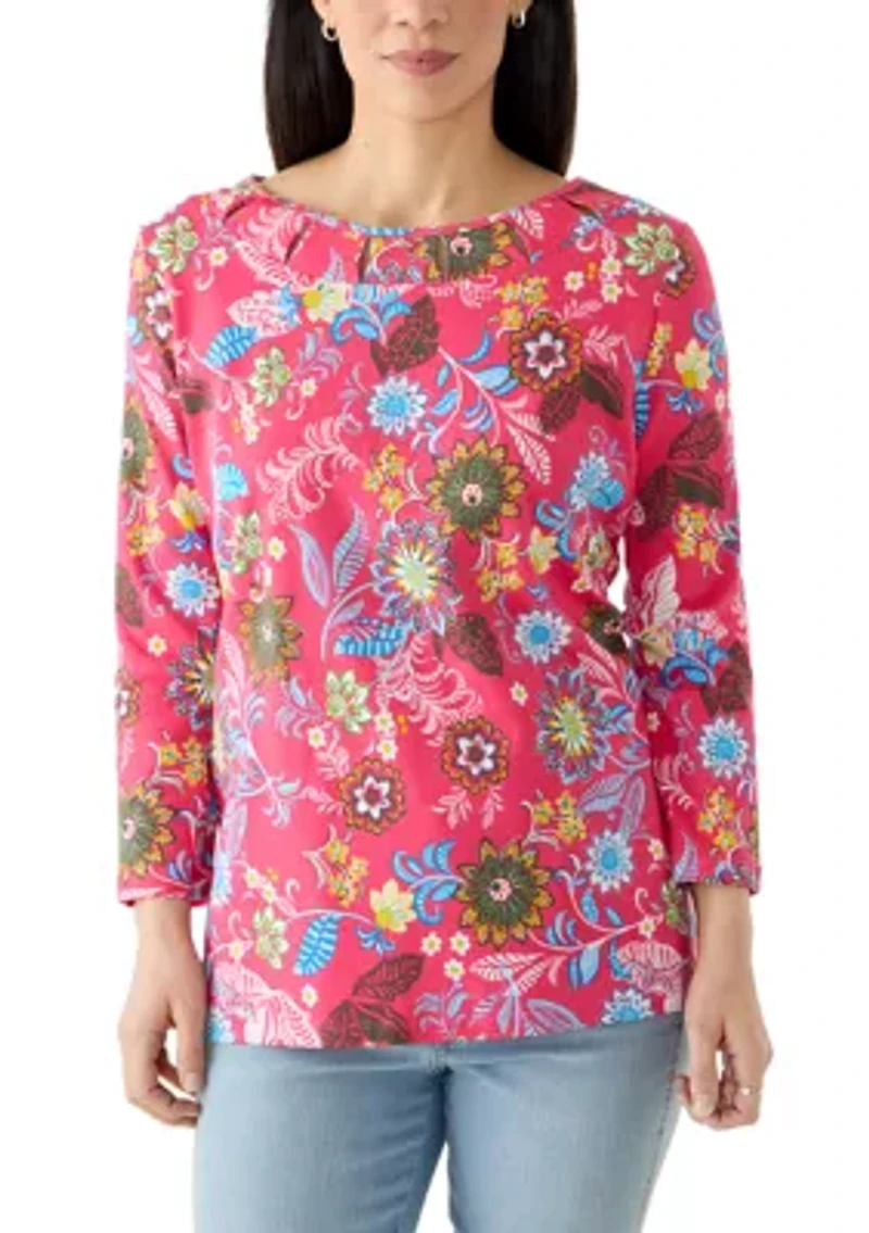 Petite 3/4 Sleeve Printed T-Shirt