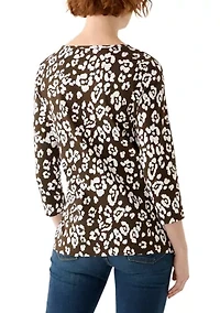 Petite 3/4 Sleeve Printed T-Shirt