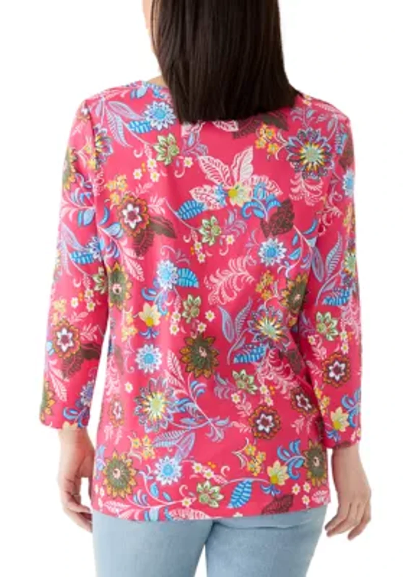 Petite 3/4 Sleeve Printed T-Shirt