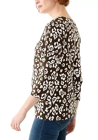 Petite 3/4 Sleeve Printed T-Shirt