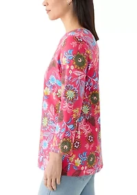 Petite 3/4 Sleeve Printed T-Shirt