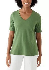Petite V-Neck Heather T-Shirt