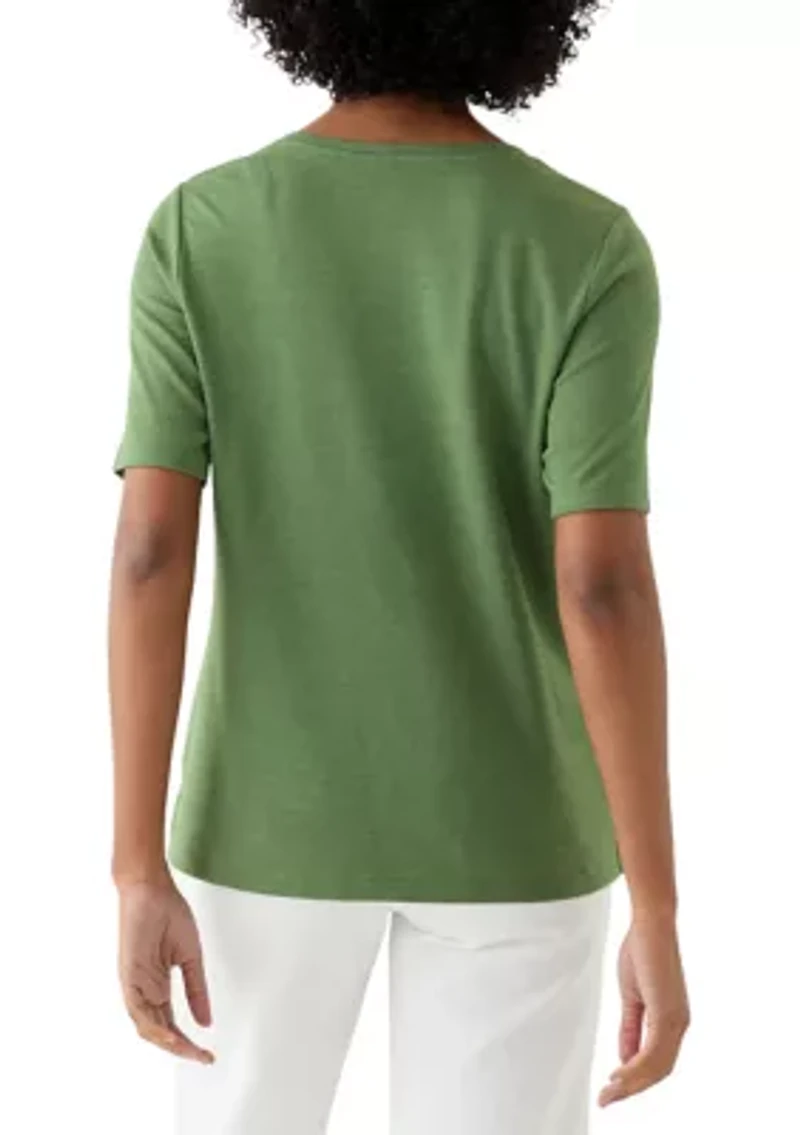 Petite V-Neck Heather T-Shirt