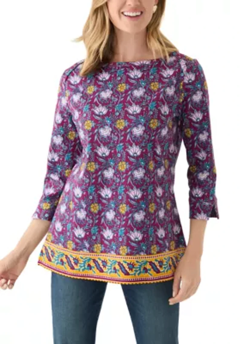 Petite Border Printed Top