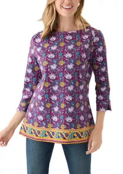 Petite Border Printed Top