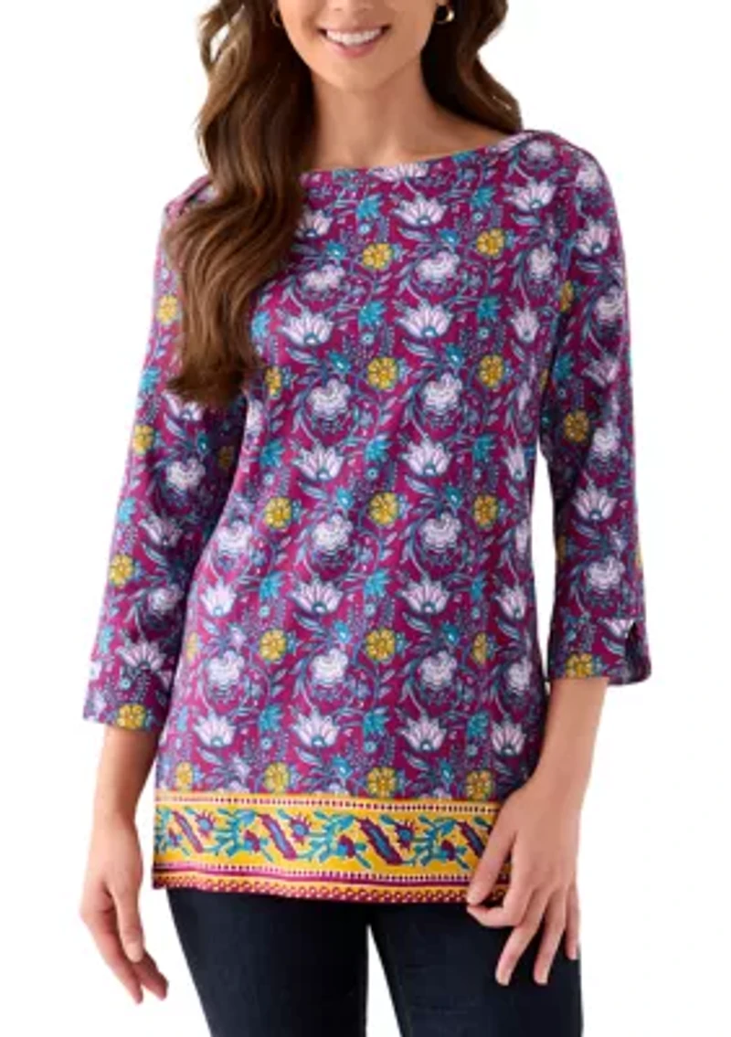 Petite Border Printed Top