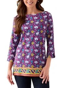 Petite Border Printed Top