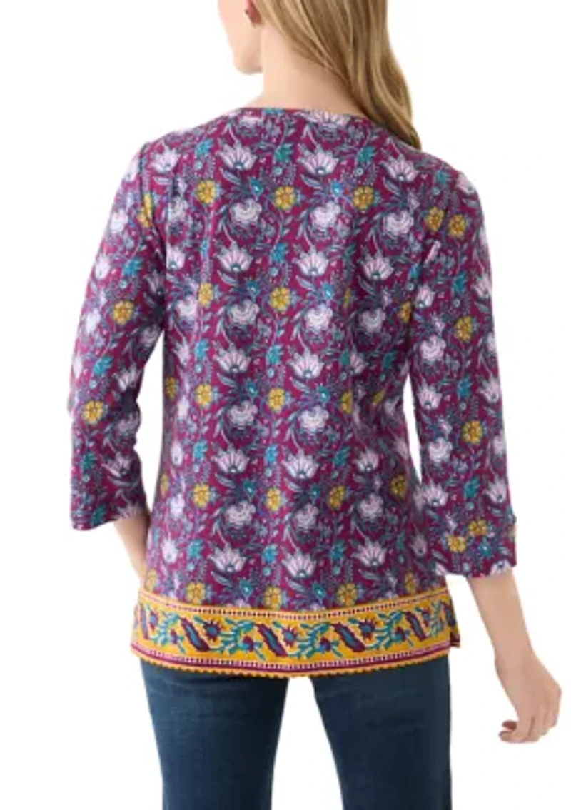 Petite Border Printed Top