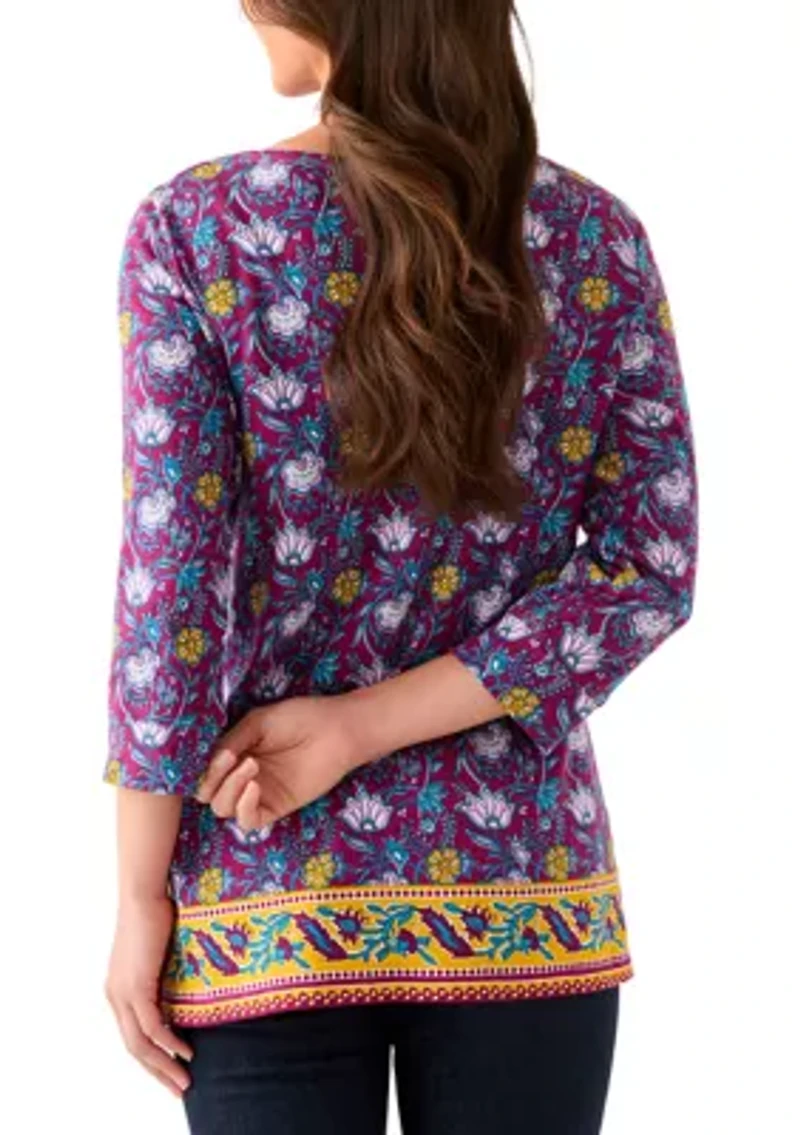 Petite Border Printed Top