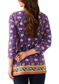 Petite Border Printed Top