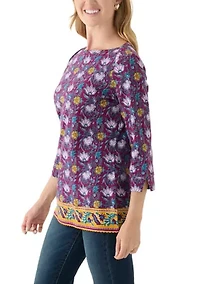 Petite Border Printed Top