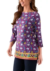 Petite Border Printed Top