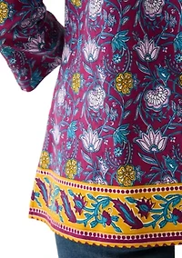 Petite Border Printed Top