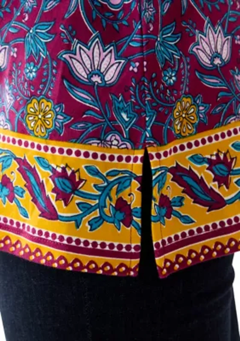 Petite Border Printed Top