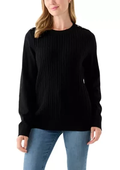 Women's Long Sleeve Cable Crew Sweater