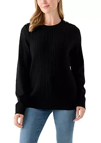 Women's Long Sleeve Cable Crew Sweater