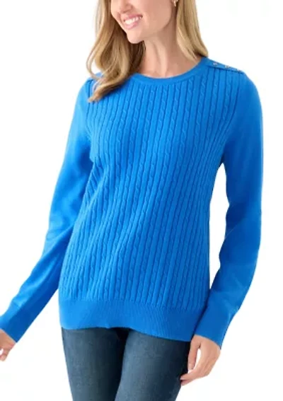 Women's Long Sleeve Cable Crew Sweater