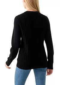Women's Long Sleeve Cable Crew Sweater